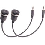 3.5mm TRS Stereo Waterproof Panel Mount Adapter - 1/8" Male to Female Embedded Mount Cable (Set of 2)