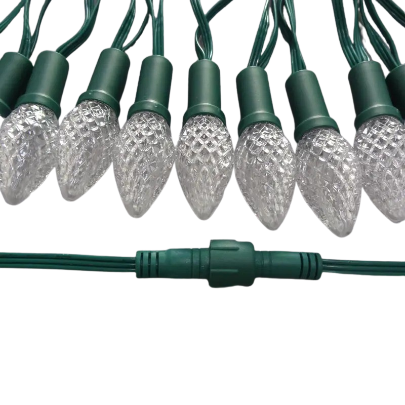 Weatherproof LED lights installed on an outdoor roofline